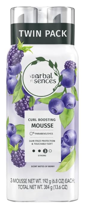 New Curl Boosting Mousse with Maximum Hold, Frizz Control, Humidity Protection, Paraben-Free, Color-Safe, 2-Pack, (2) 6.8 fl oz Cans