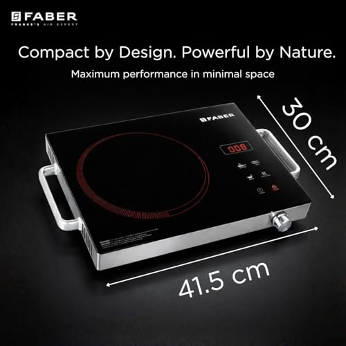 Image of Faber 2200W Infrared Cooktop Stove| High Gloss Glass Finish| Digital Display| 4 Preset Cooking Modes| Touch Control| SS Finish | Infrared Hot Plate| FIP EMBER PLUSS 22 INFRARED SS