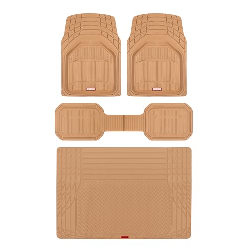 Image of Motor Trend FlexTough Defender Floor Mats for Cars & TrunkShield Trunk Mat Set, Next-Gen Deep Dish Heavy Duty Car All Weather, Rubber Set Auto Truck Van SUV B09VYBHPDK