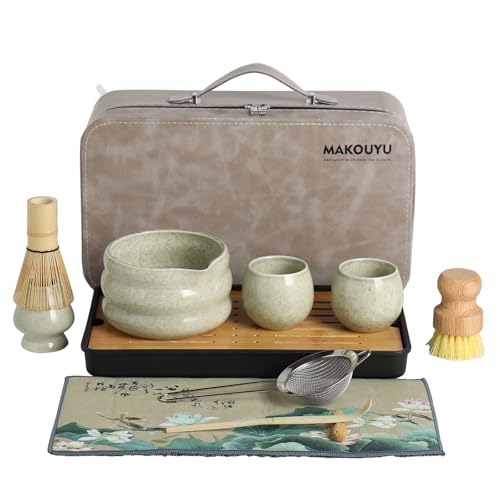 MAKOUYU 12 Pcs Matcha whisk Set,15 OZ,Japanese Matcha Set,With 2