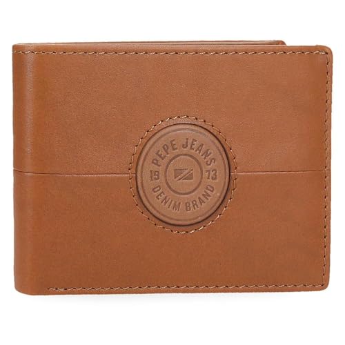 Portefeuille horizontal cuir Pepe Jeans Cracker beige finitions haut de gamme