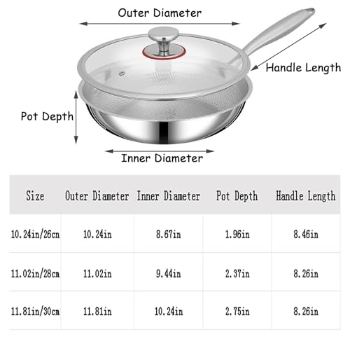Wok rectangular Titanio resistente sin recubrimiento 11.02 pulg miniatura 7