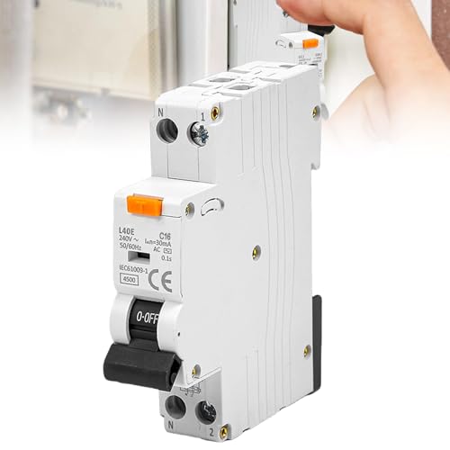 Asfrode Disjoncteur Différentiel RCBO B16 1P+N 6kA Type A 30mA - Montage Rail DIN