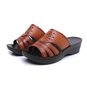 MHGAO 2017 koeler outdoor grote werven met lederen zachte sandalen zandstrand anti-slip middelbare leeftijd moeder koele slippers