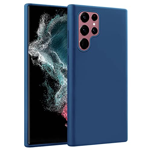 LYINUR Coque Compatible avec Samsung Galaxy S22 Ultra 5G 6.8" Protection, Coquille de Gel de Silicone Liquide TPU Housse Antichoc Protecteur Case Cover Compatible avec Samsung S22 Ultra - Bleu Cover