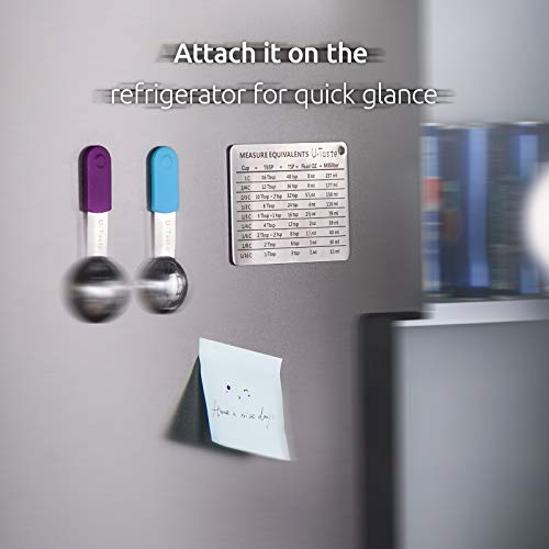U-Taste Professional Measurement Conversion Chart Refrigerator Magnet In 18/8 Stainless Steel, Conversions For Cups, Tablespoons, Teaspoons, Fluid Oz And Milliliters #TOP3