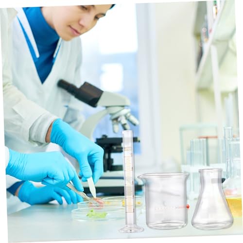 Cilindro medidor de vidrio, matraz y vaso con escala para laboratorio y cocina 3