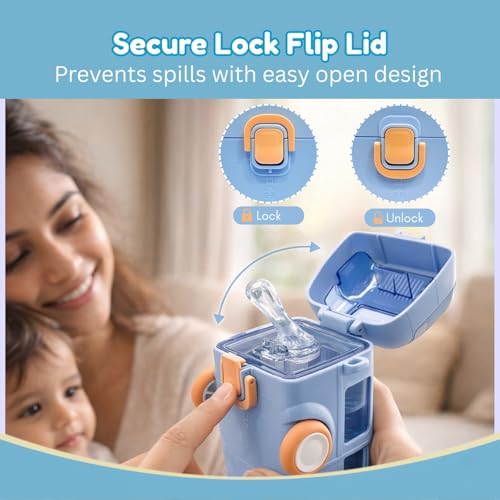 Image of Toy Imagine Kids Water Bottle with Strap & Sipper | Leakproof BPA-Free Tritan Plastic Bottle with One-Press Button Lock 2-in-1 Water Bottle & Playing Bus Toy for School & Travel(500 ml) Gift for Kids