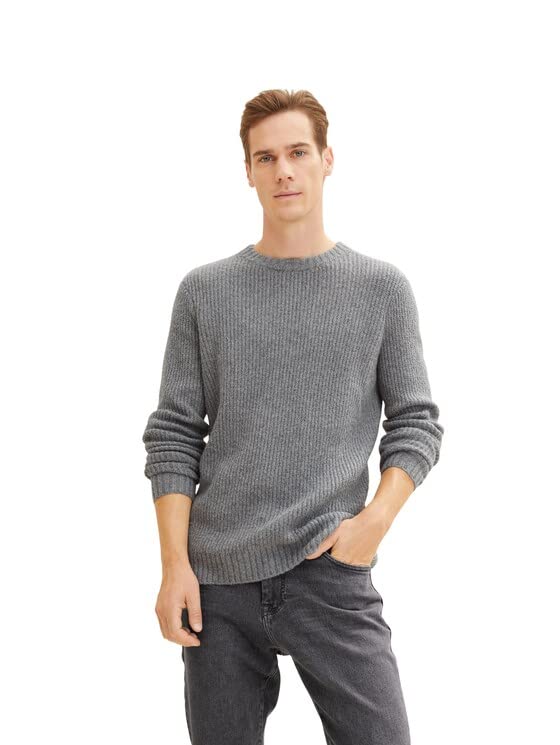 TOM TAILOR Herren 1034640 Basic Strickpullover, 14427 - Light Soft Grey...