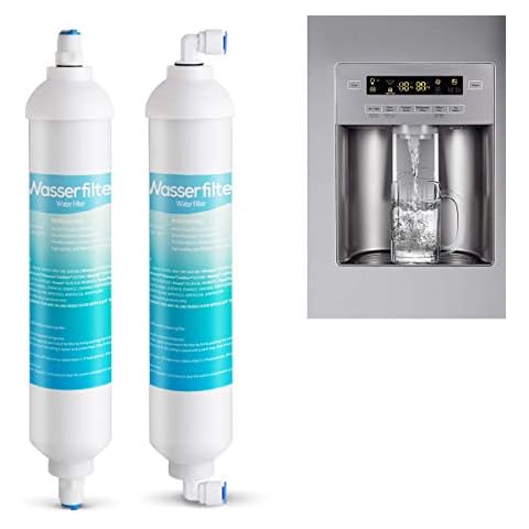 ilauke 2 x Wasserfilter für Samsung Aqua Pure Plus LG AEG Ersatz Externer Kühlschrank Wasser Filter mit 4X 1/4" Universal Anschlussset Cover