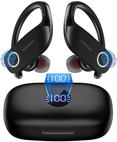 Wireless Earbuds Bluetooth Headphones 100Hrs Playback with 2500mAh Wireless Charging Case Over-Ear Stereo Bass Headset LED Power Display Wireless & Type-C Charging TWS Earphone for Sports/Workout/Work
