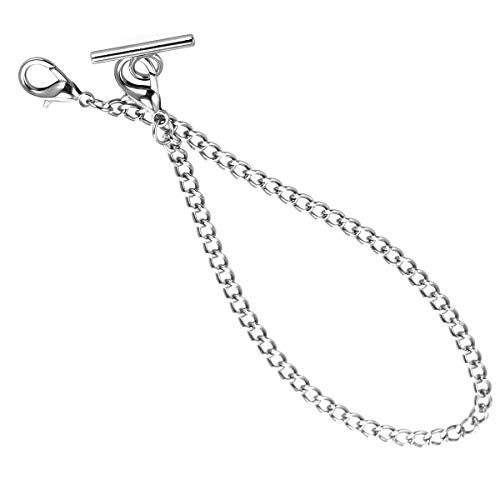 Sibosun Pocket Watch Chain Albert T-Bar Lobster Buckle Silver Plated 14 Inch Chains Link Vest #TOP4