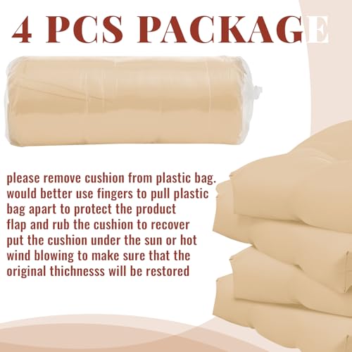 Image of Geelin 4 Pcs Outdoor Patio Chair Cushion Thick High Back Adirondack Chair Cushion Tufted Weather & Fade Resistant Anti-Slip Outside Rocking Chairs Pads with Ties 44 x 19 x 4 Inch (Beige)