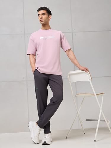 Image of TECHNOSPORT Men's Typography Printed T-Shirt ELASTOPLUS Quick Dry Slim Fit Round Neck Sports Tee for Gym Running Casual Wear UPF50+ Anti Odour
