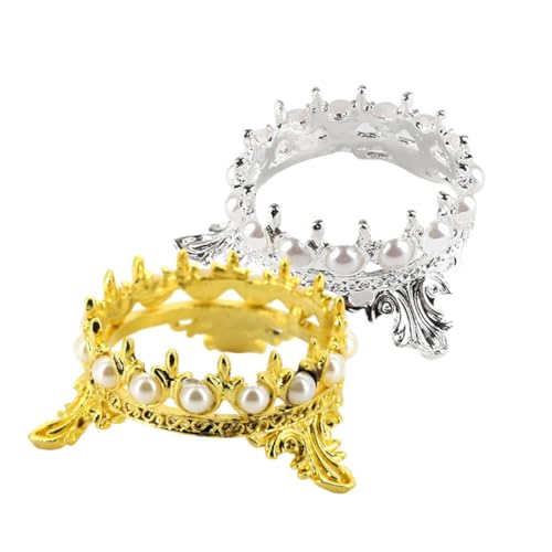 Zerodeko Support de Pinceaux pour Manucure 2pcs en Alliage, Forme Couronne Classique, Décoratif et Portable pour Nail Art