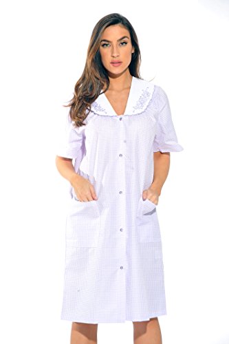 8511-Purple-3X Dreamcrest Short Sleeve Duster / Housecoat / Women Sleepwear