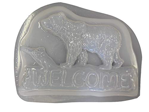 Bear Log Welcome Plastic Craft Mold use with Concrete or Cement to Make plaques 7215