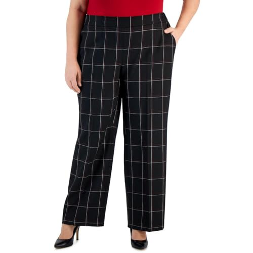 Kasper Womens Plus Mid-Rise Formal Dress Pants Black 1X