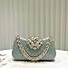 Selfrit Women's Luxury Fashion Mint Green Evening Clutch Handbag with Crystal Embellishment & Gold Chain, for Wedding, Party, Prom