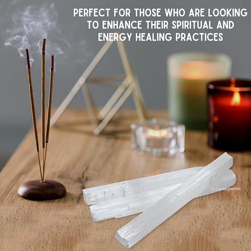 Image of Crystal Heaven Certified Selenite Wand Charging Plate Stick-Pack Of 3 Selenite Crystal 6 inch Stick To Charge,Cleansing Re-Energy Work,Meditation And Pooja(Rectangular)