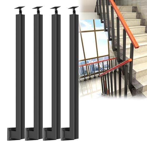 Garde-corps escalier latéral noir 65cm: lot de 4 poteaux balustres - 2