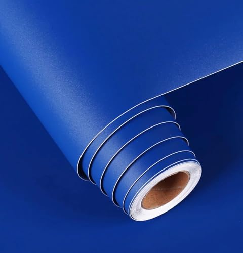 Image of WALLMATE Royal Blue Peel and Stick Wallpaper Self-Adhesive Removable Thicken Waterproof Wallpaper for Kitchen Countertop Cabinet (2 Feet by 4 Feet-Pack of 2, Matte Royal Blue Wallpaper)