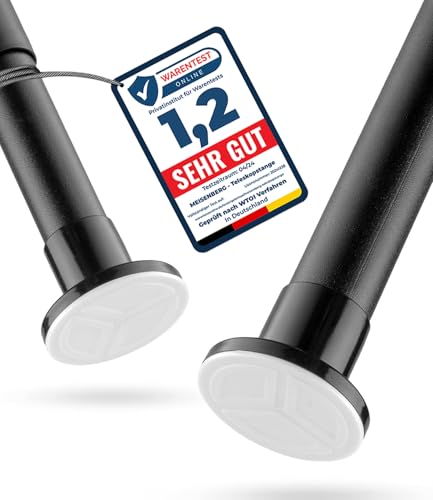 MEISENBERG Teleskopstange zum Klemmen 260-310cm, Matt Schwarz, Ø 25 mm, Multifunktionale Spannstange ohne Bohren - Vorhangstange Klemmstange, Duschvorhang Stangen für Gardinen, Bäder und Balkon