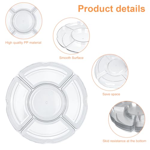 Plateau à compartiments réutilisable et transparent pour fête x5