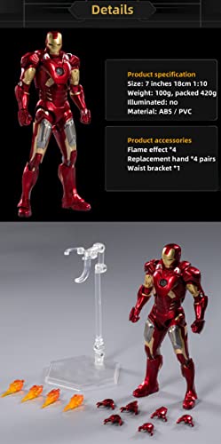 Ovonni 7 Inch Ironman Mk7 Action Figure,Exquisite Painting 20 Joints Movable Collectible Toy #TOP6