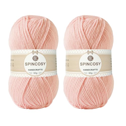 Image of 2 Pcs Crochet Yarn, Feels Soft 280 Yards Assorted Colors 4ply Acrylic Yarn,Yarn for Crochet & Hand Knitting (Pink)