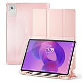 CACOE Funda para Lenovo Idea Tab 11 pulgadas 2025 con película protectora - Ultra delgada con función de soporte, funda protectora de piel sintética delgada, color rosa dorado