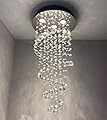 A1A9 Elegant Spiral Crystal Chandelier Lighting, Clear K9 Crystal Raindrop LED Ceiling Lights Chrome Flush Mount Pendant Light Fixture for Livingroom Dining Room Hallway Stairway Foyer (D16'' H31'')