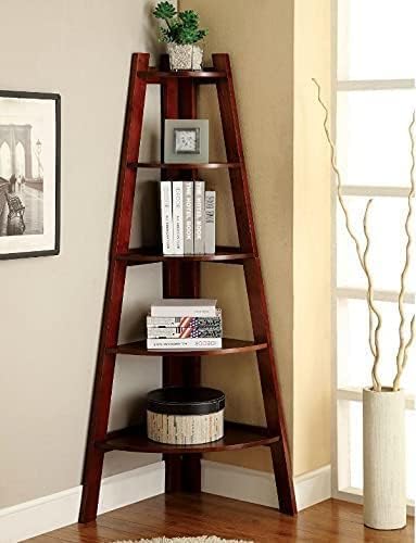 PARSHANT ART Wooden Corner Bookshelf for Living Room | Book Shelf 5 Tier Ladder Book Cabinet Corner Shelf, Bookshelf for Home Decor | Solid Wood Sheesham, Brown-image-38