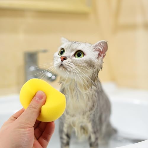 Image of Ipetboom 5pcs Pet Bath Sponge - Soft Dog Grooming Foam Scrubber Tool with Strong Water Absorption and High Foaming Power for Puppies Cats Daily Cleaning Travel Washing