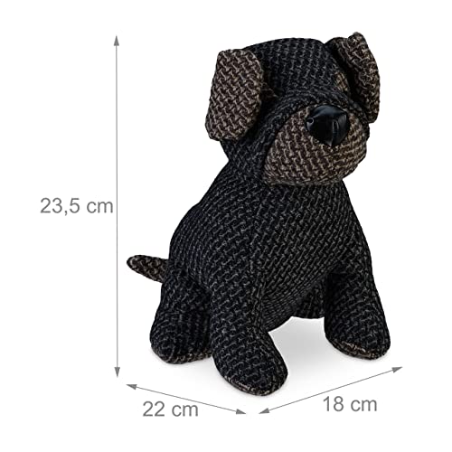 Relaxdays Türstopper Hund, Türhalter, H x B x T: 23,5 x 18 x 22 cm, Sandfüllung, Bodenpuffer, freistehend, grau/braun