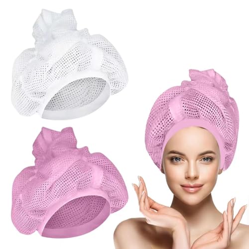 2 Pack Net Plopping Cap with Drawstring for Curly Hair DryingNet Plopping Diffuser Cap