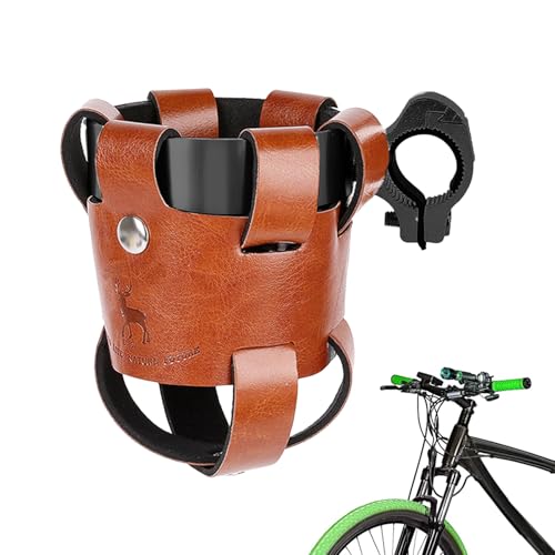 Soporte para bebidas para bicicleta, jaula con cubierta de cuero, soporte para tazas de scooter, accesorios de bicicleta, para carretera, montaña, ciudad, ciclismo, scooter, montar al aire libre