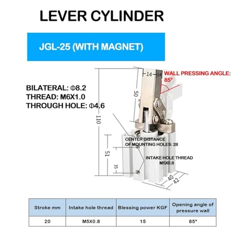 Pression d'air et cylindre de serrage JGL25 contre vibrations - 3