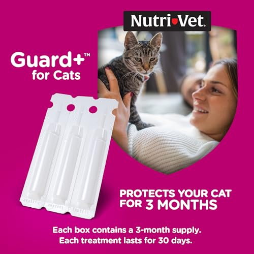 Nutri-Vet Guard+ para gatos – Prevenção de pulgas e carrapatos para gatos acima de 600 g – Impermeáv