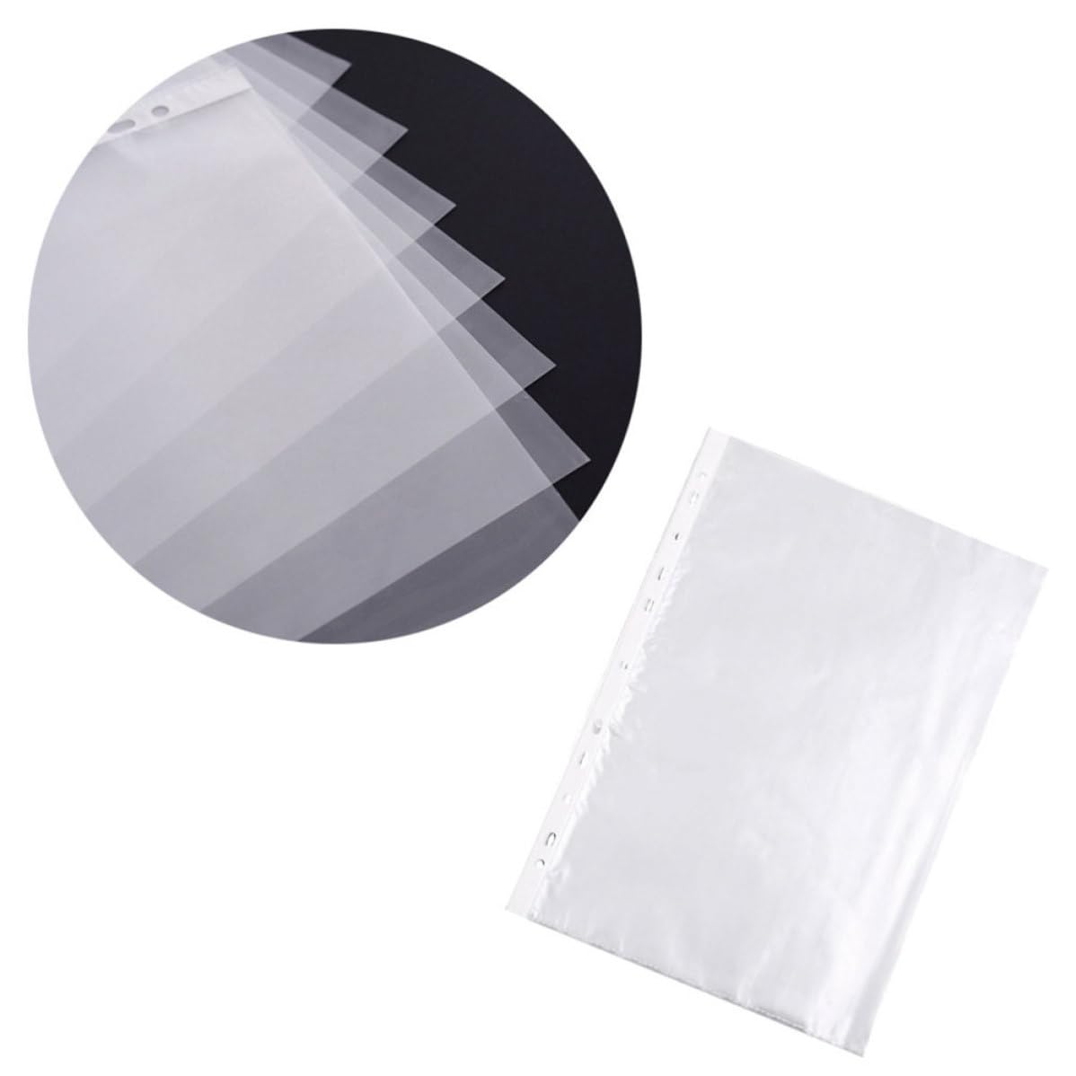 Housoutil Protector de Hojas para Carpeta A4 Transparente de Pvc 11 Orificios, 100 Unidades para Uso Escolar y Universitario Alta Claridad y Acabado Pulido