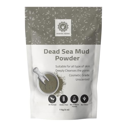 Dead Sea Mud Clay Powder | 114 g (4oz) for Facial Mask for Men & Women | Natural Facial Cleanser, Skin Tightening, Blackhead Remover- Natural Mud clay powder