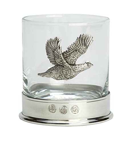 Verre à whisky monté en étain de 355 ml avec un emblème perdrix / grouse. Livré dans une boîte de présentation de 1 ou 2 verres (1)