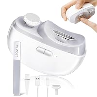 Electric Nail Clipper,3 in 1 Automatic Baby Nail Clippers ,Fingernail Trimmer Nail File Polisher,Nails Anti-Splash Clip Storage,Nail Grinder Scissors Tools with LED Light,USB Rechargeable,2 Speeds for Babies,Kids,Seniors, White