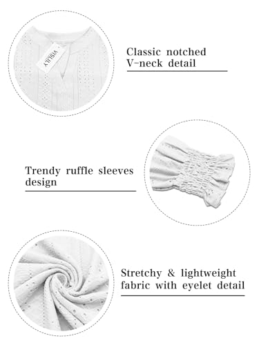 VISLILY Womens-Plus-Size-Tops Cute Ruffle Long Sleeve Shirts Trendy Casual V Neck Tunics Dressy Eyelet Work Blouses XL-5XL4