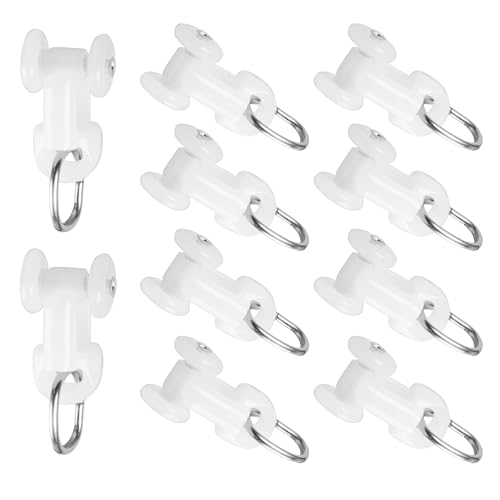 Houmiggle Curtain Track Rollers 10pcs Smooth-Glide Ceiling Track Rollers Silent Wheels for Drapes Curtain Rail Pulley Gliders