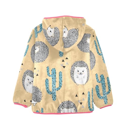 OTVEE Hedgehog Cactus Animals Kids Hoodie Jacket Fall Spring Full Zip Warm Outwear Coat2