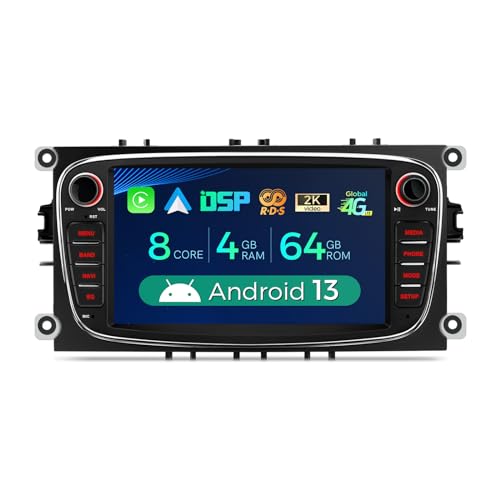 XTRONS Android Car Stereo Bluetooth for Ford Foucus Mondeo C-Max S-Max Galaxy, 7 inch Radio Player Built-in 4G DSP WIFI Car Play Android Auto GPS Sat Nav, Octa-Core 4GB+64GB Car Radio, Optional DAB+