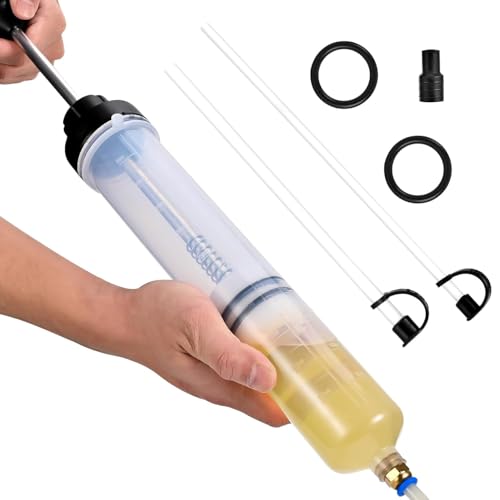 Veszoen Seringue a Huile 500ml Huile Aspiration Seringue, Pompe Vidange Huile Moteur avec 2 Tuyaux et Une Paire D'anneaux en Caoutchouc de Rechange pour...