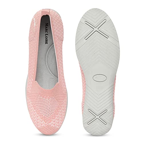Image of Marc Loire Women's Athleisure Knitted Active Wear Slip-On Ballet Loafer Shoes for Daily Walking