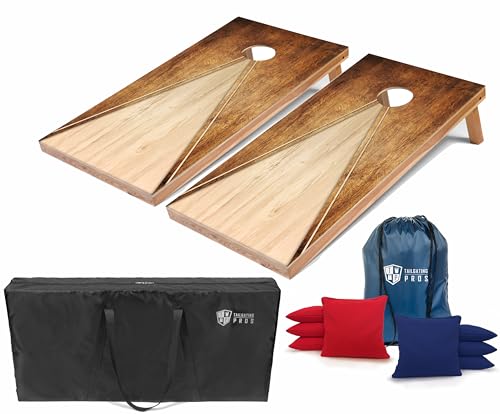 Tailgating Pros Cornhole Boards - 4'x2' Lightweight Regulation Flag & Patriotic Outdoor Themed Cornhole Game w/Carrying Case & Set of 8 Corn Hole Bean Bags w/Tote